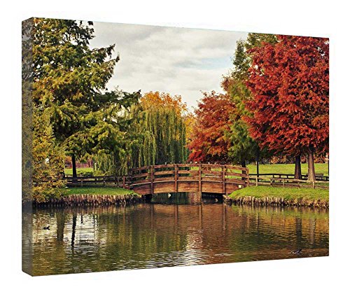 Toile avec petit pont tableau déco nature pour une chambre zen