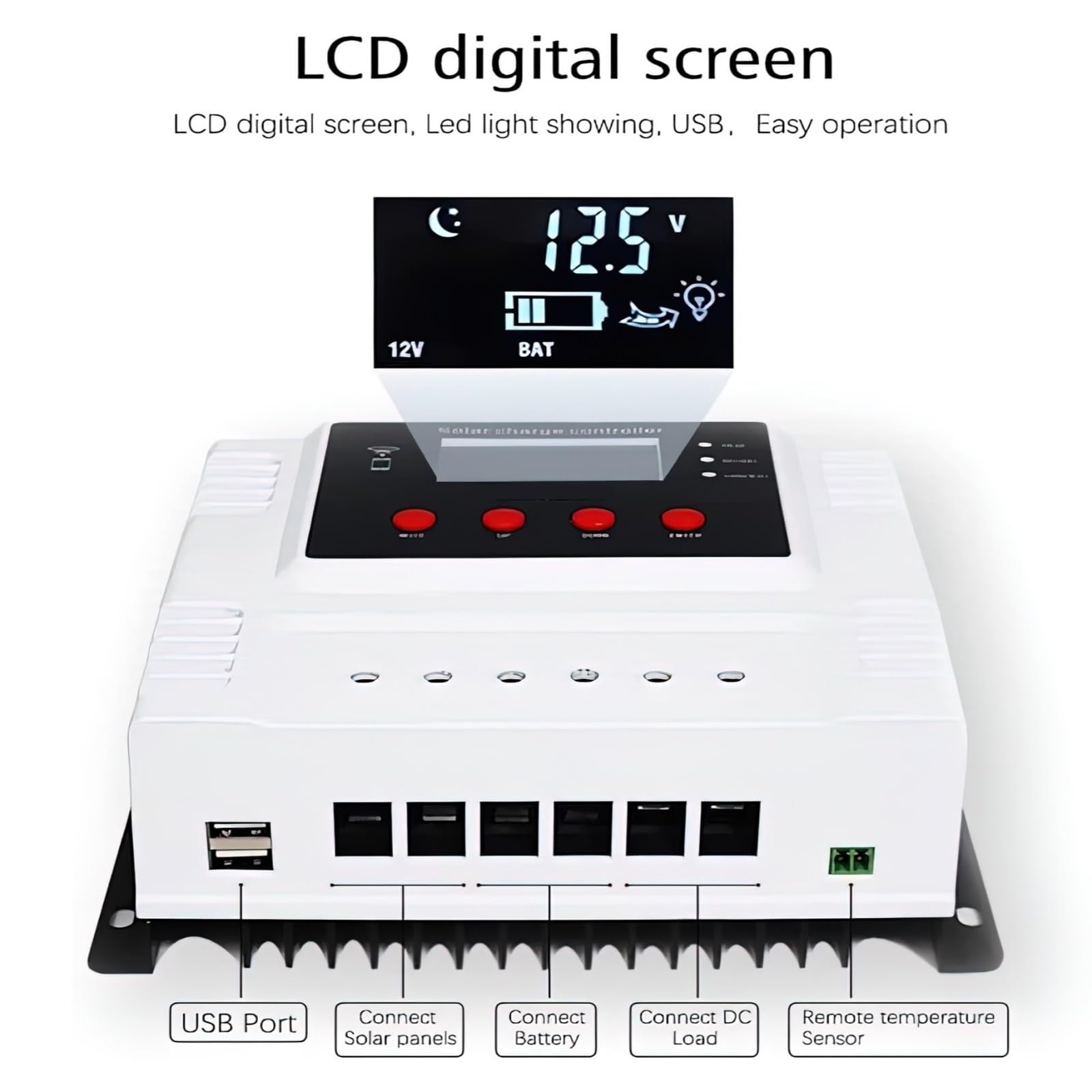 Ładowarka Do Akumulatorów Litowo-ołowiowych Inteligentne WiFi PWM Kontroler Ładowania Słonecznego 12V 24V 48V 60A 30A Monitor PV(30A)