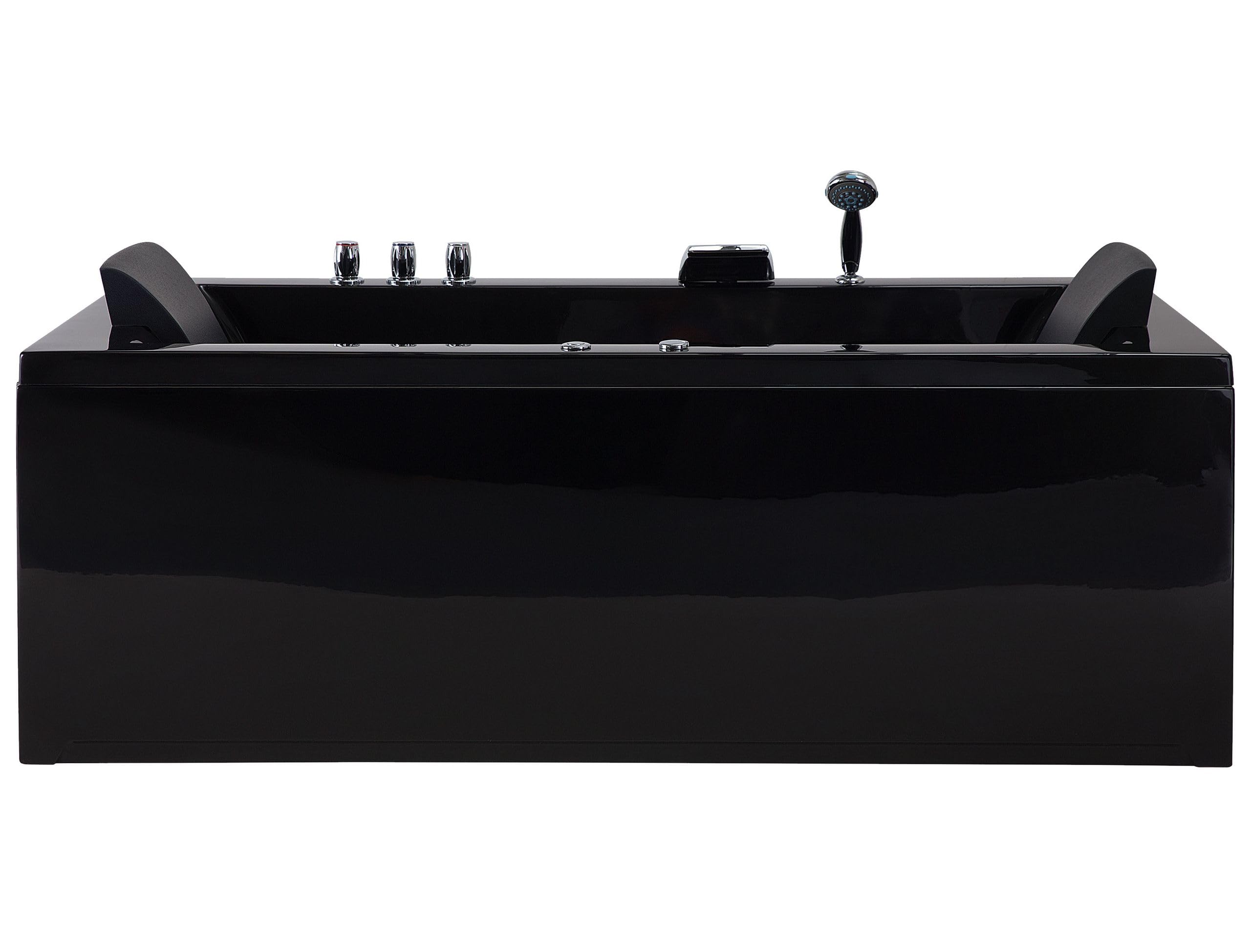 Baignoire d'Angle Gauche Balnéo Noire Rectangulaire 2 places avec Leds Varadero