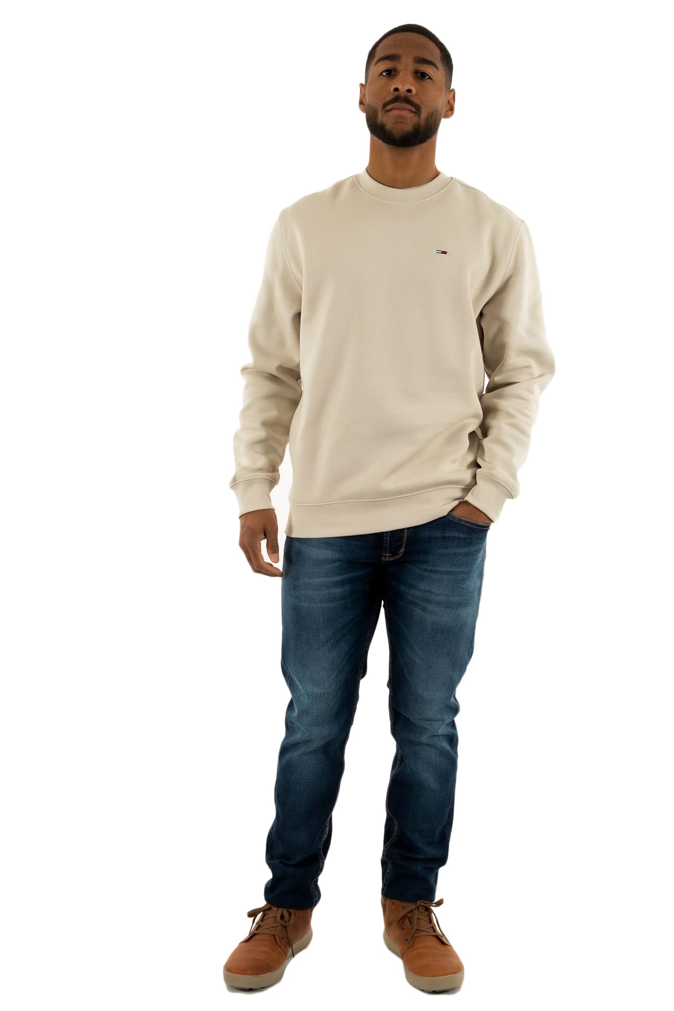 Tommy Jeans Herren Sweatshirt Regular Fit Flag Fleece Rundhalsausschnitt