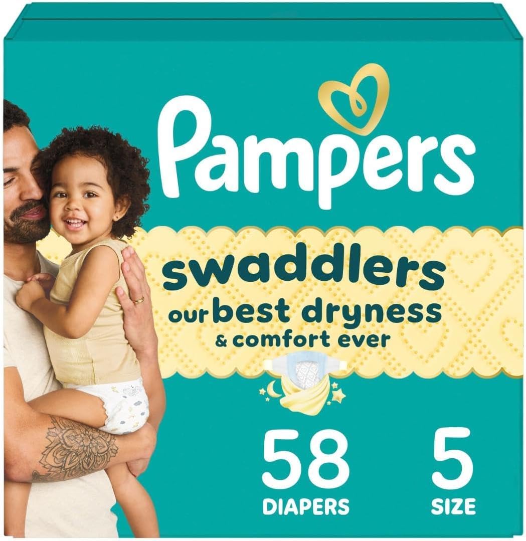 Diapers Size 5, 58 Count - Pampers Swaddlers Disposable Baby Diapers, Super Pack