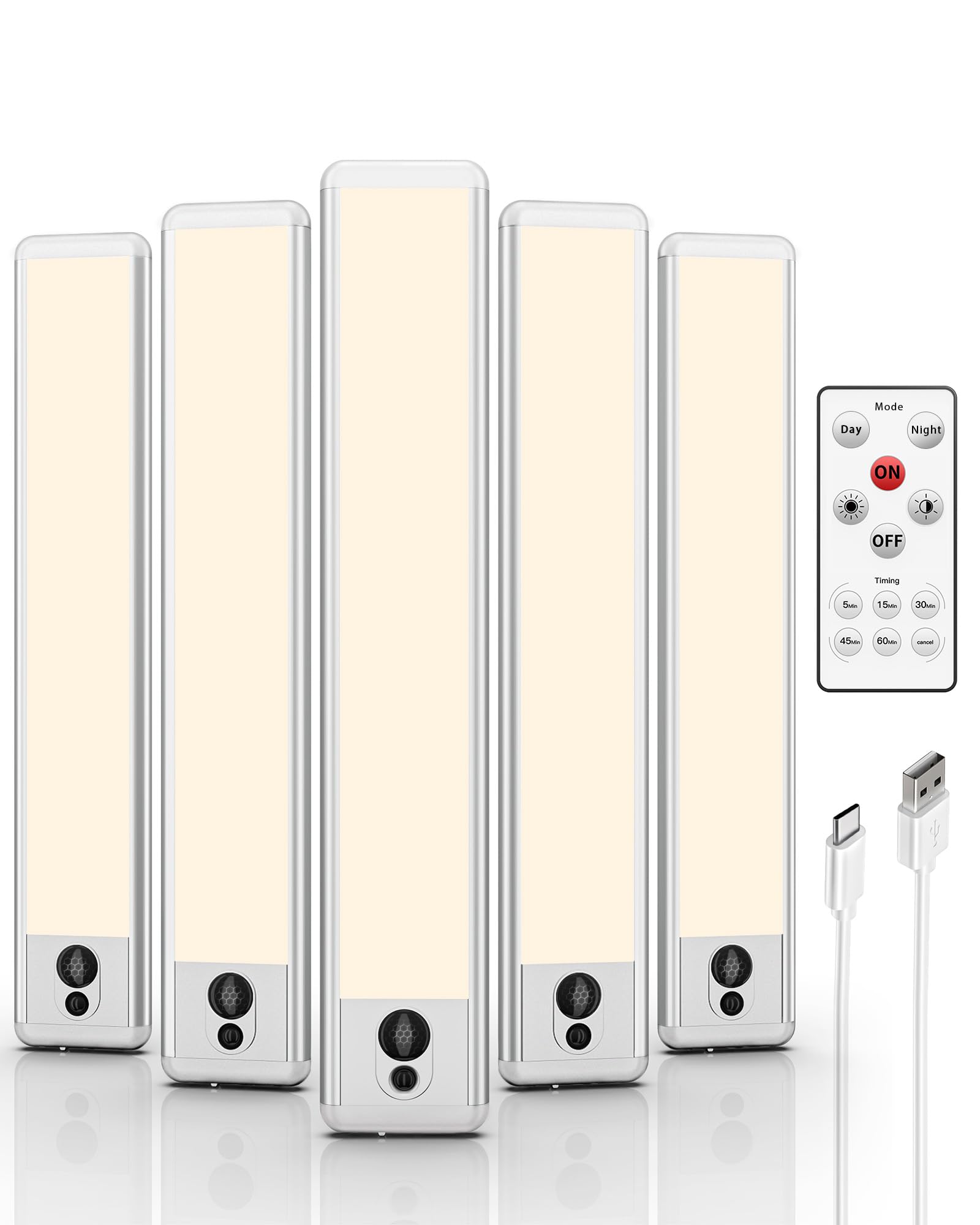EZVALO Lampada da incasso da cucina a LED da 23 cm, illuminazione da incasso con telecomando da 1600 mAh, con sensore di movimento a LED, ricaricabile tramite USB, illuminazione per armadio da cucina