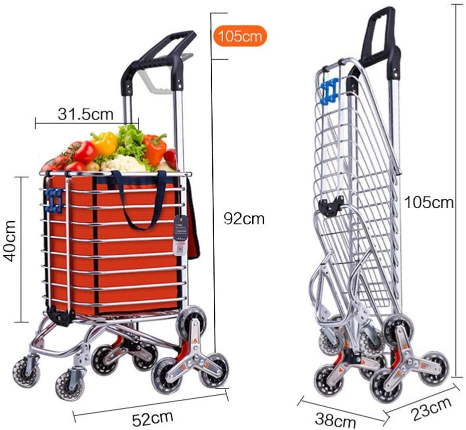 Einkaufstrolley Klappbar Einkaufswagen Sackkarre Faltbarer Rollwagen 35 Kg Tragkraft Drehgriff Einteiliger Aluminium… – Bild 3