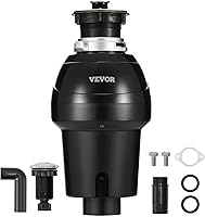 VEVOR 1HP Garbage Disposal 3270RPM DC Motor - Quiet Continuous Feed Sink Disposer with Sound Reduction, Easy Install, Power Cord & Splash Guard
