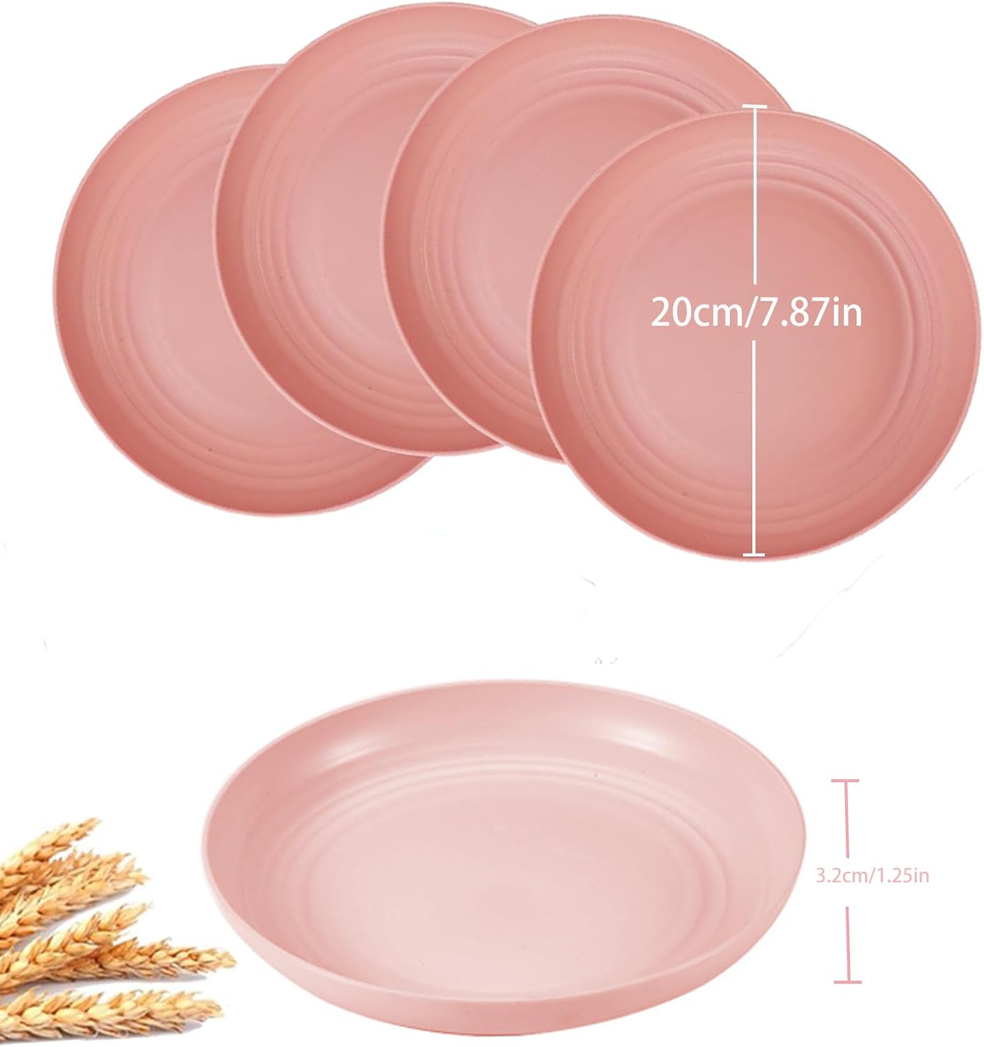 8in Wheat Straw Dinner Plates 4pcs, Microwave Safe Lightweight RV Tableware image 2