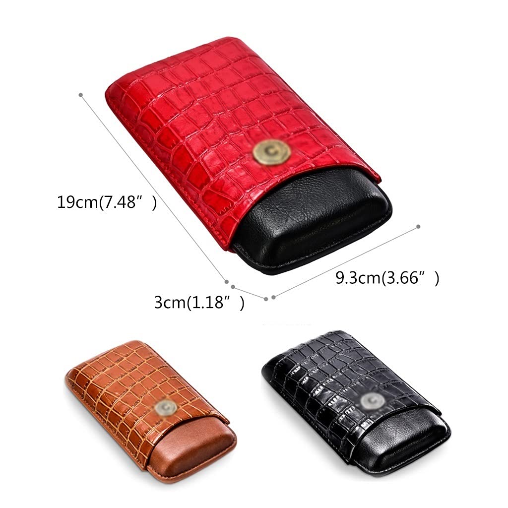 Scatole per sigari, umidificatori, Custodia per sigari Portatile, Tubo per sigari da Viaggio a 3 Dita, Portafoglio Porta sigari in Pelle, Accessori Regalo per sigari/rosso/19X9.3X3Cm