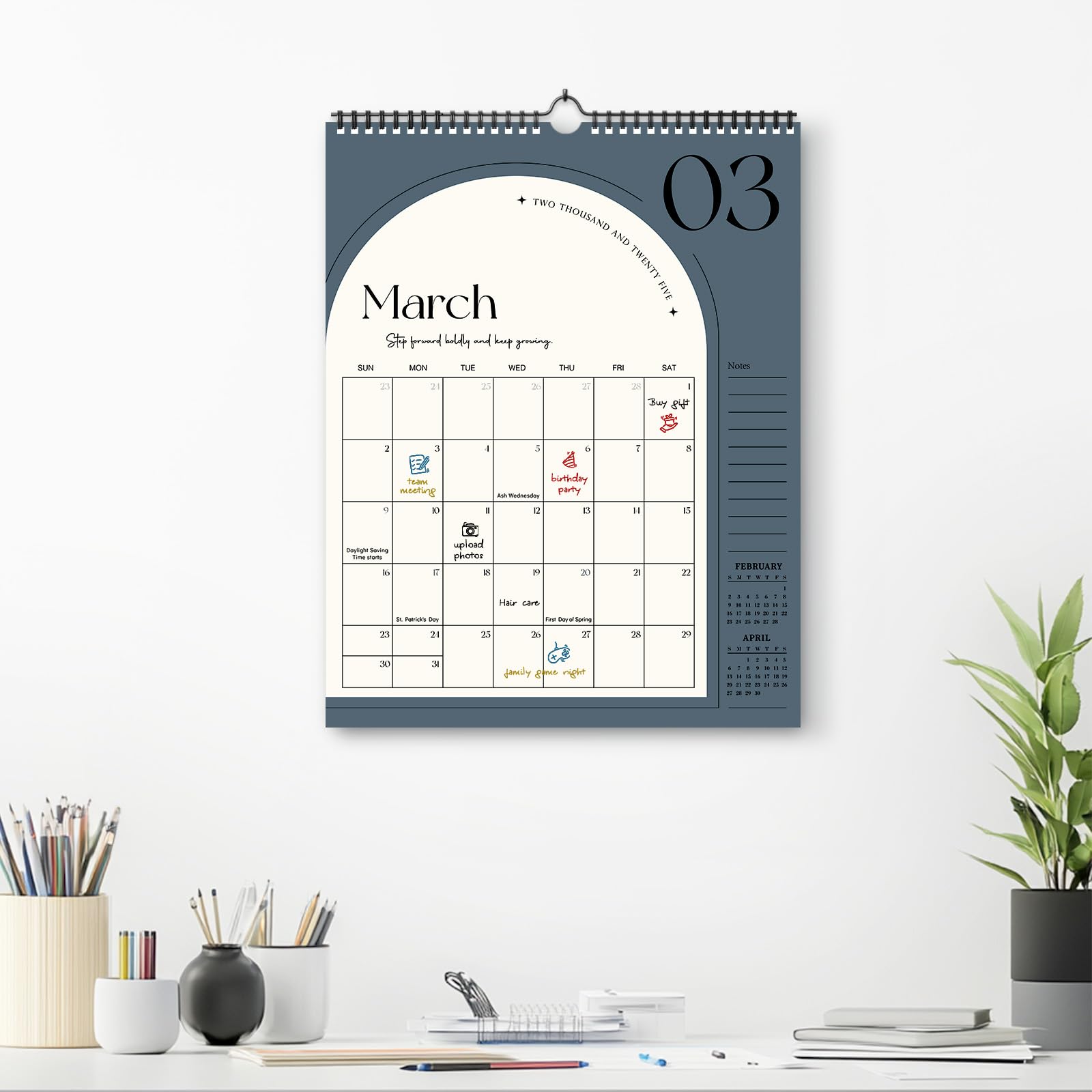 Calendario da parete 2024-2025, 18 calendari mensili, va da luglio 2024 a dicembre 2025, 36,6 x 28,4 cm, calendario estetico da appendere alla parete per organizzare casa e ufficio
