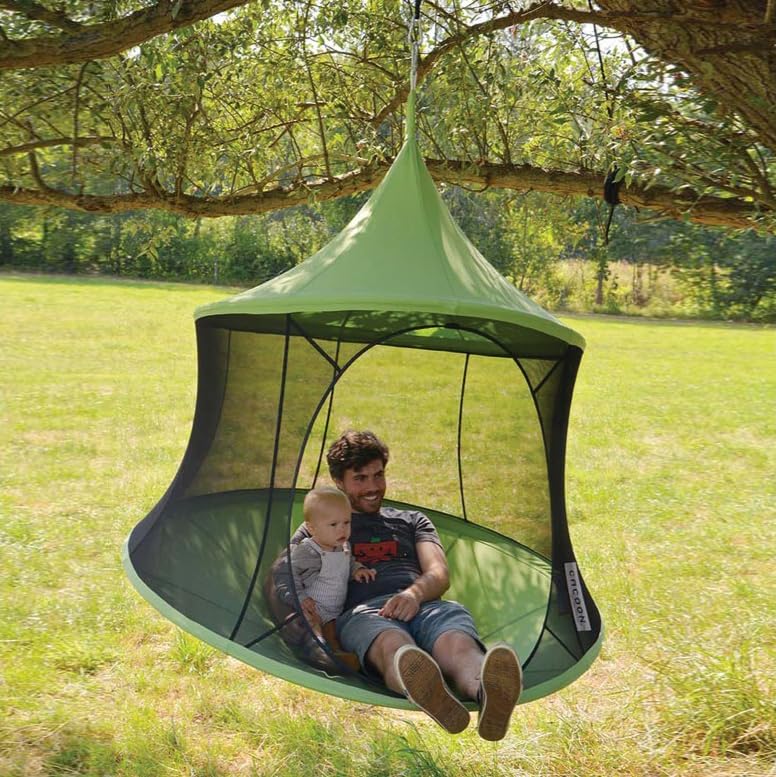 Vivere Polyester Canvas Cacoon Reto Multi Person Hanging Pod - Includes Hanging Rope and Carabiner