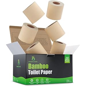 Bamboo Story Premium Bamboo Toilet Paper, PFAS Free, Chemical Free Toilet Paper, Unbleached, (24) 3PLY & 300 Sheets, FSC Certified, Organic Brown, Plant-Based, Plastic Free, BPA Free (24)
