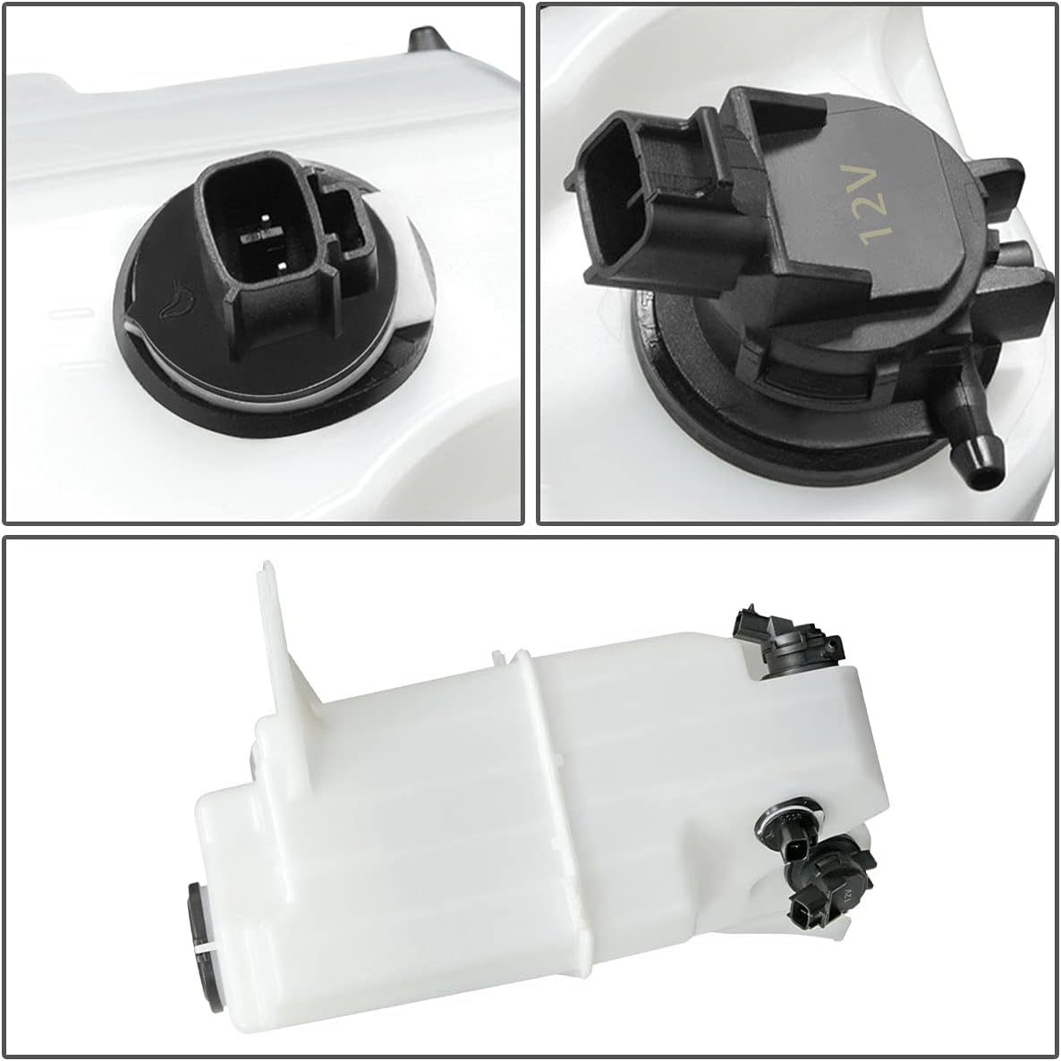 Auto Dynasty TO1288194 Factory Style Car Windshield Washer Reservoir Tank - Reservoir Cap | Fluid Level Sensor | Washer Fluid Pump - Compatible with Toyota Sequoia 08-18, White