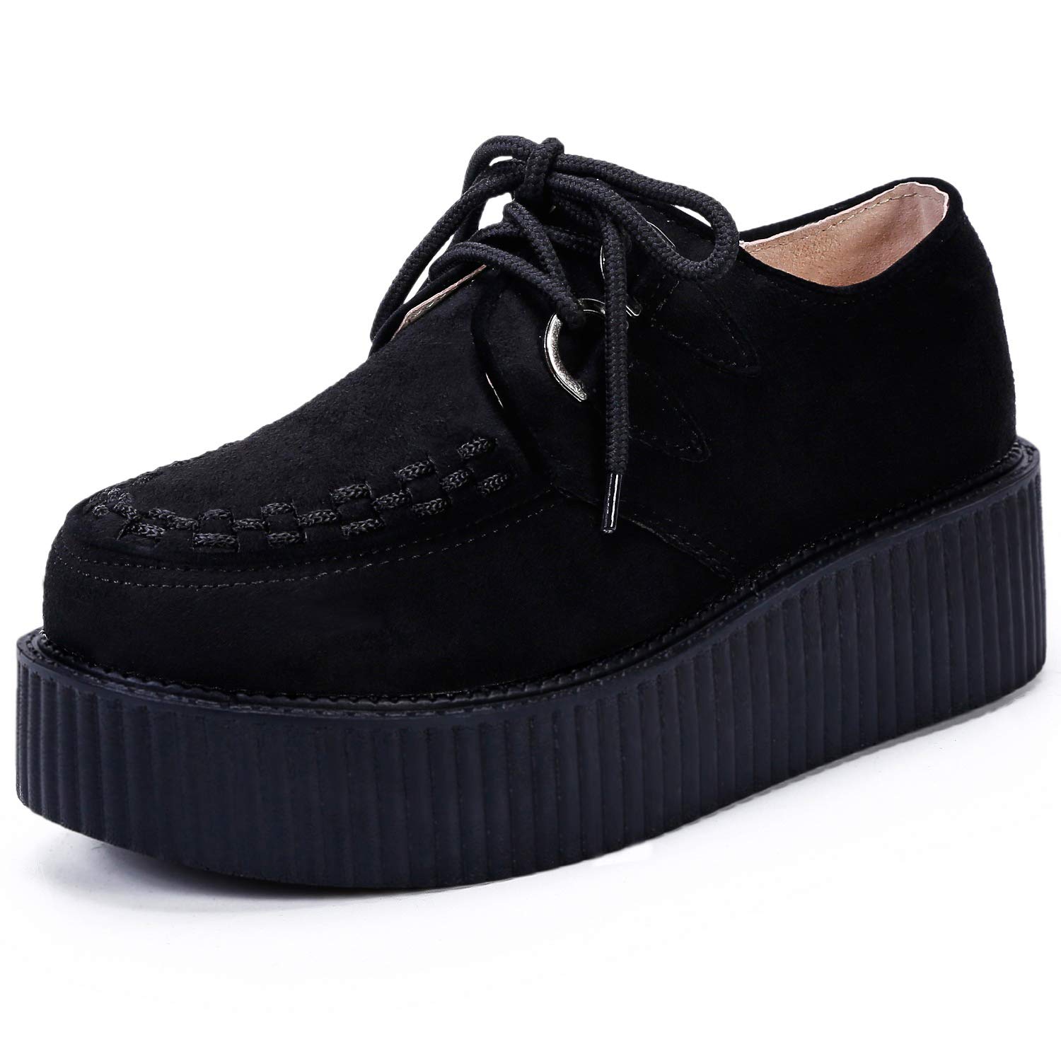 Women's Creepers Wedge Platform Shoes Lace-Up Flat Fashion Oxford