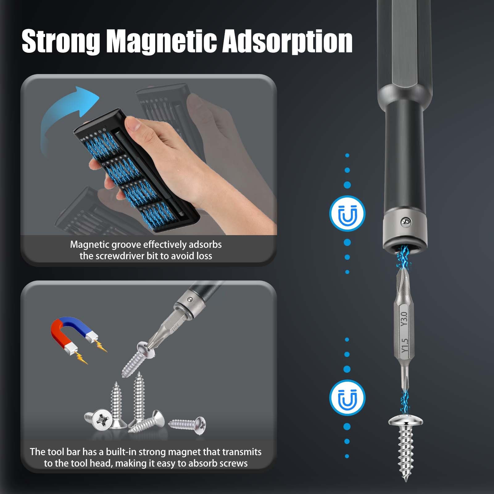 Zikenis 49 in 1 Cacciaviti Precisione Set, Kit Mini Utensili Magnetici, Set Riparazione, Kit di Riparazione per IPhone, IPad, Macbook, Switch, PS4, PS5, Computer, Occhiali, Orologi ecc