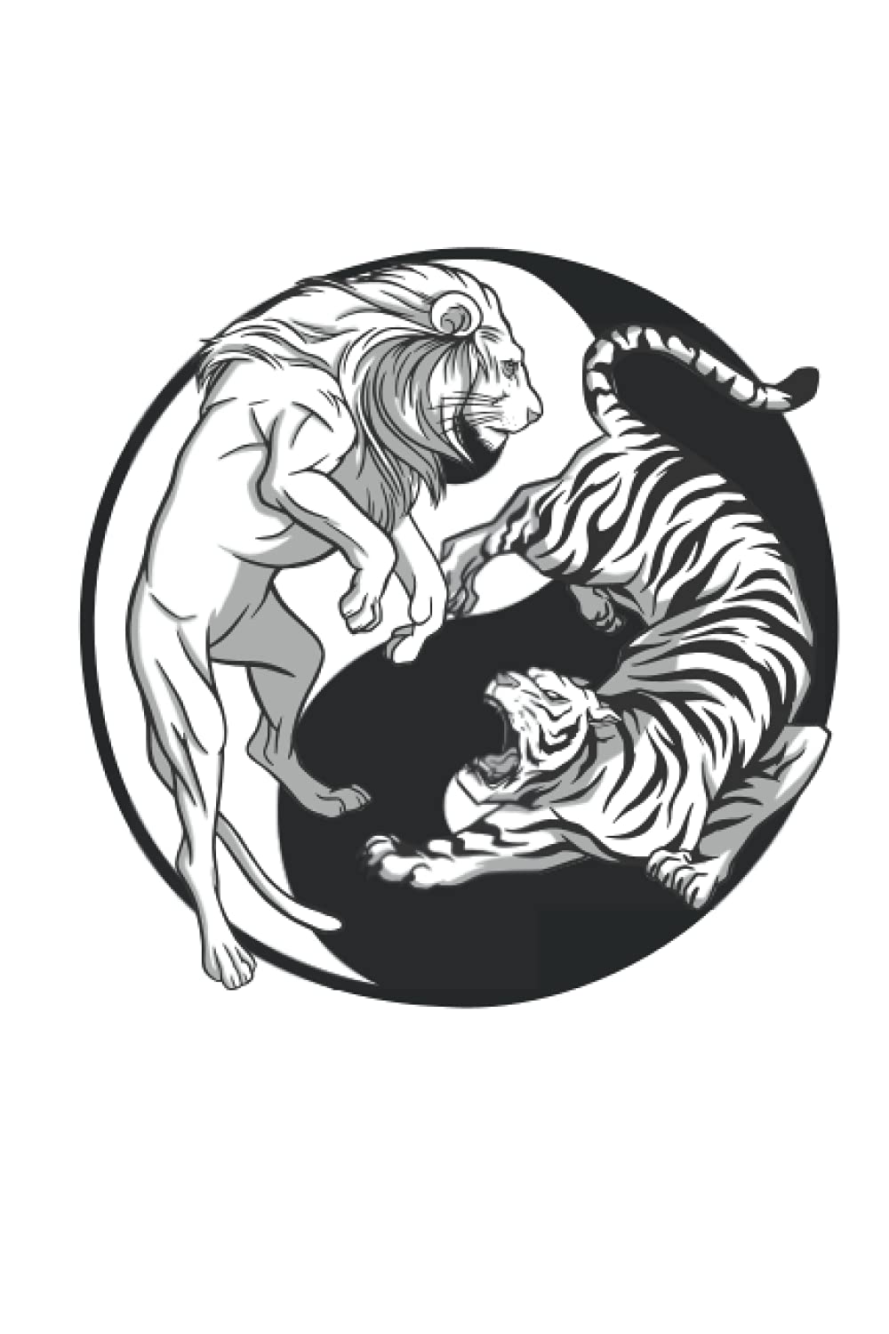 NOTEBOOK: YIN YANG Tiger Lion NOTEBOOK – Lined Journal or Notebook (6x9 inches) with 120 numbered Pages