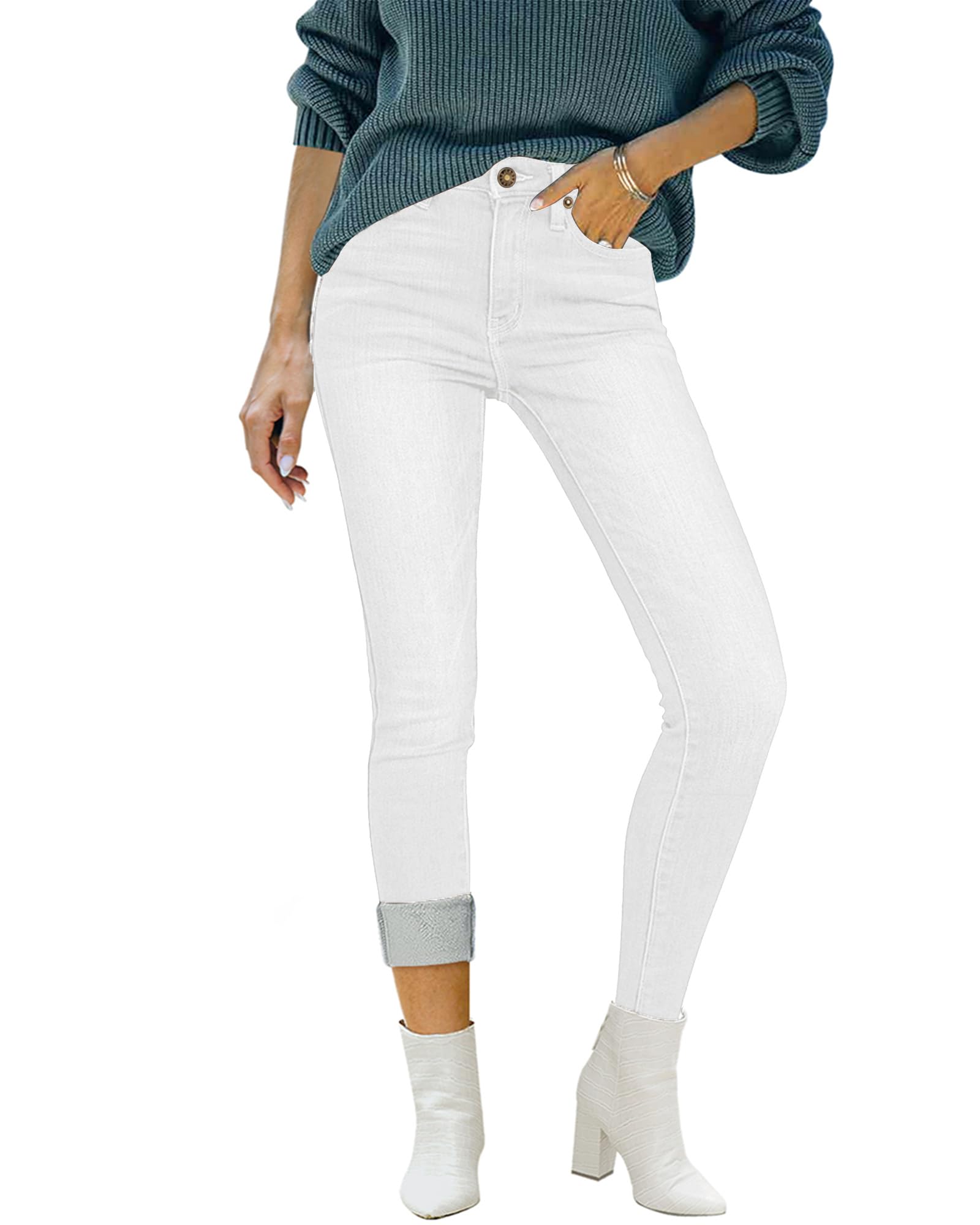 luvamia Women's Fleece Lined Jeans Winter Thermal Denim Jeggings Skinny High Waisted Stretch Warm Leggings