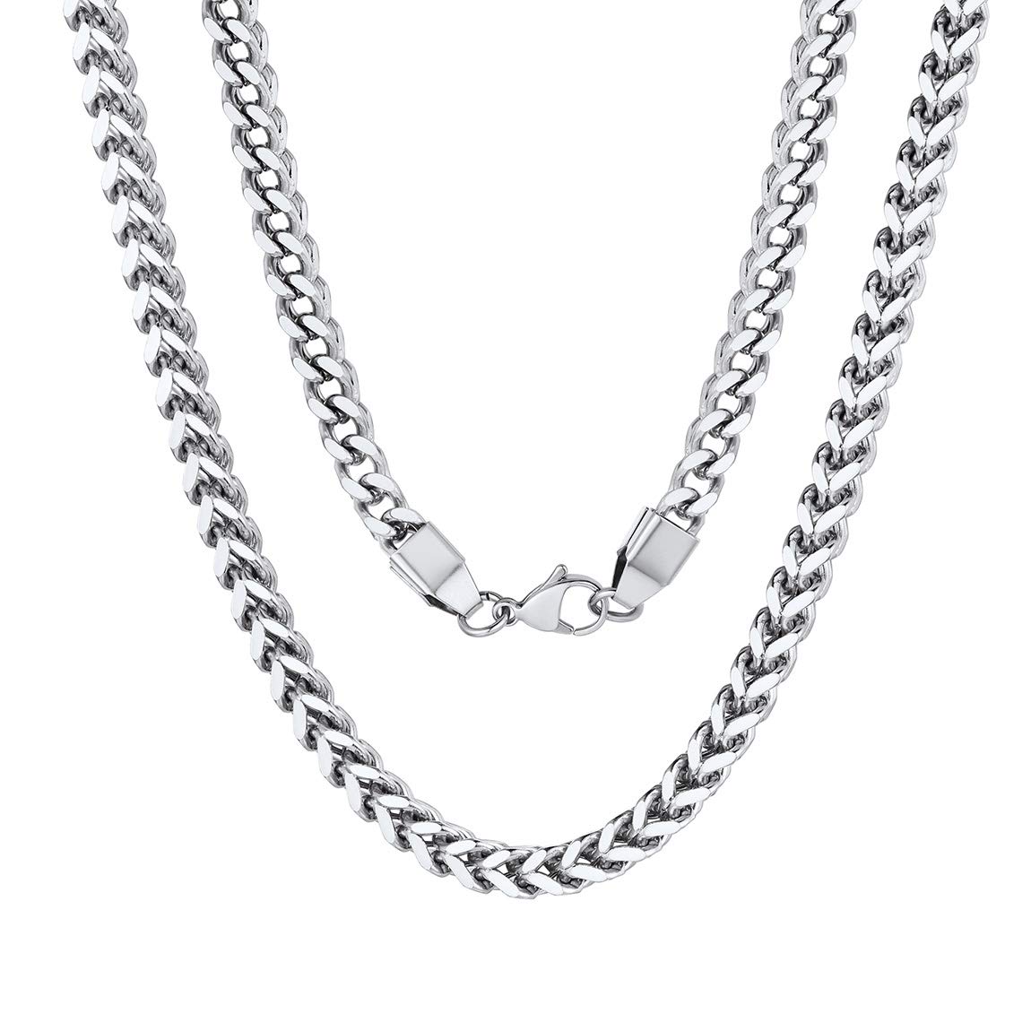 ChainsPro3/4.5/6/7MM Flat Franco Cuban Link Chain, 18/22/26/28/30/32 inches,Black/18K Gold Plated/Rose Gold Color(Send Gift Box)Recycled Claim Standard Blended