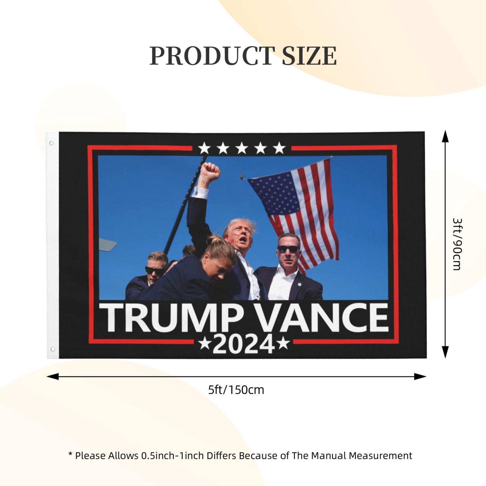 Trump Vance 2024 Banner – 240x50 Cm Groß, Aus Wetterfestem Polyester, Mit Aufhängeseil