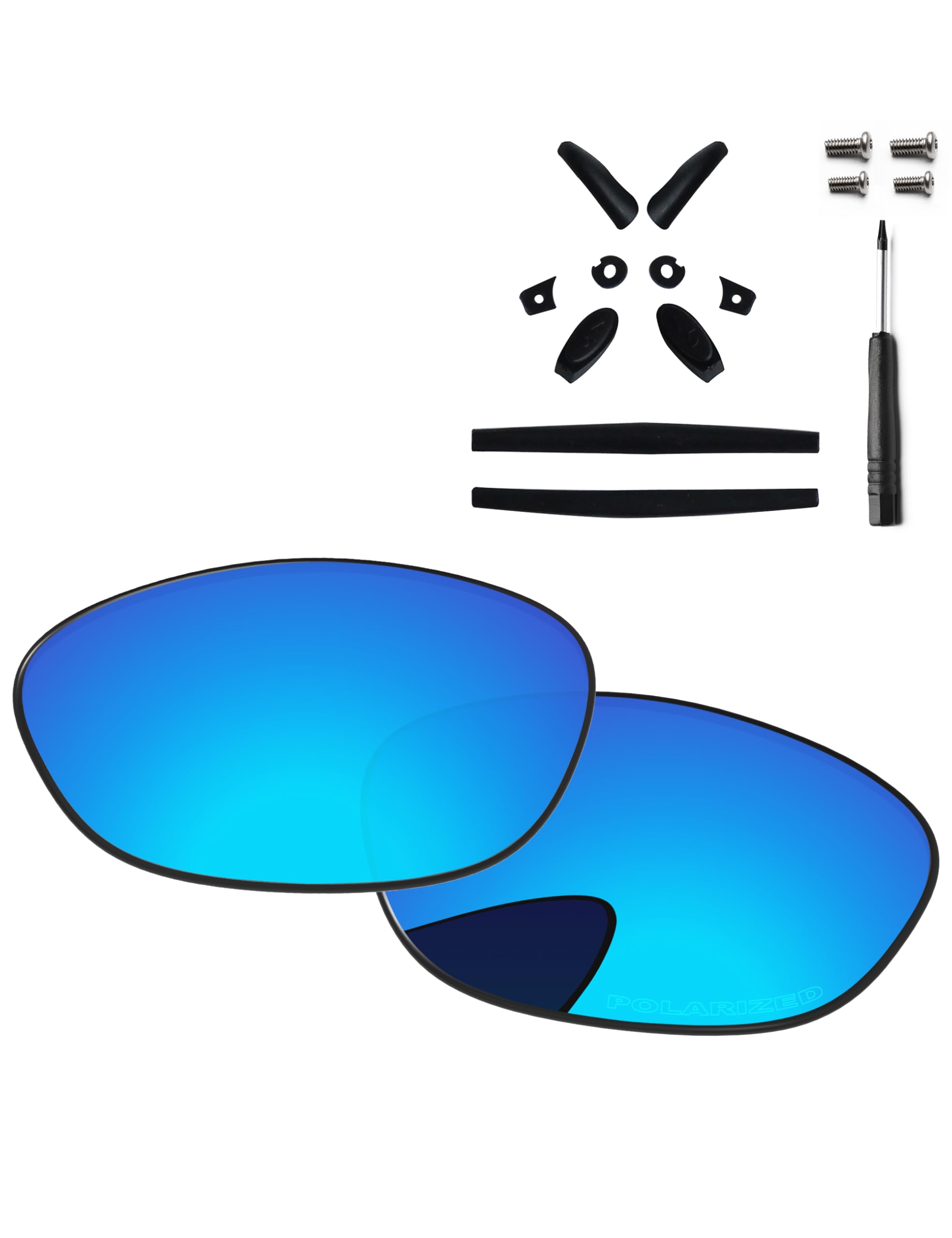 PapaViva Replacement Lenses & Rubber Kits & Screwdriver & Screws for Oakley Juliet 55mm Sunglass Ice Blue Polarized