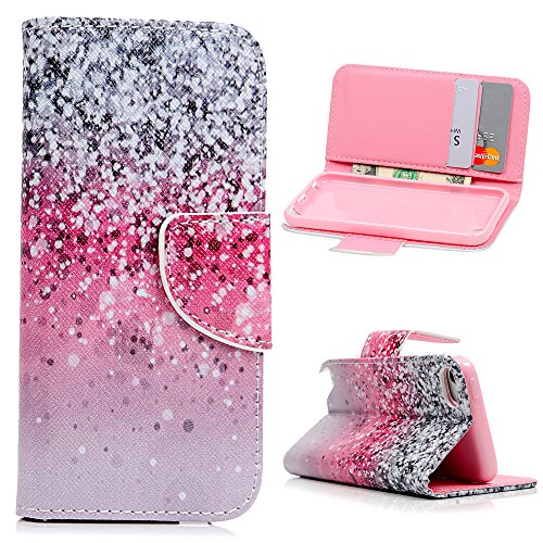 MOLLYCOOCLE iPod Touch 6 Wallet Case, PU Leather Flip Folio Wallet Case for iPod Touch 5 with Slim Lightweight Shockproof TPU Bumper Cover - Colorful Space Pink
