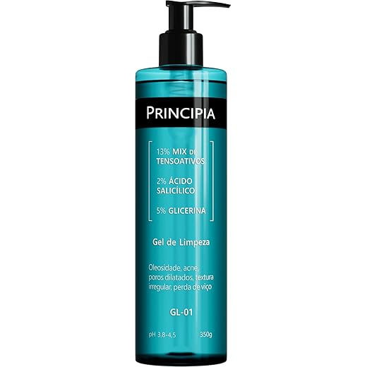 PRINCIPIA, Gel de Limpeza Facial 2% Ácido Salicílico + 5% Glicerina GL-01 com 350g