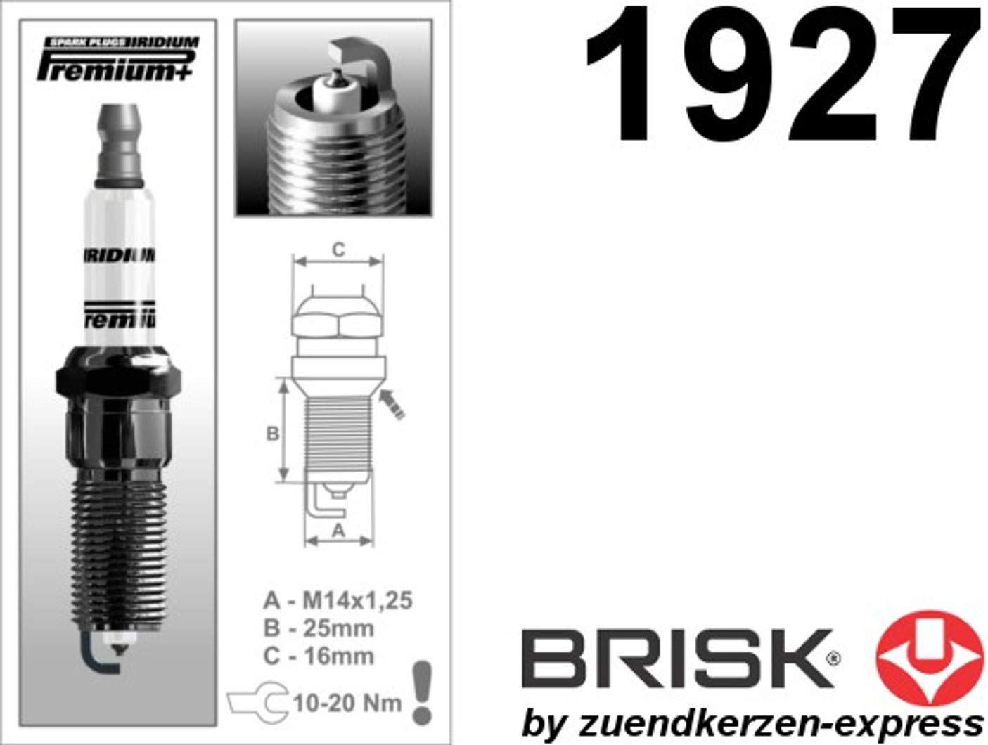 BRISK Iridium Premium+ Plus P24 RR17BYIR-3 1927 Zündkerzen, 4 Stück