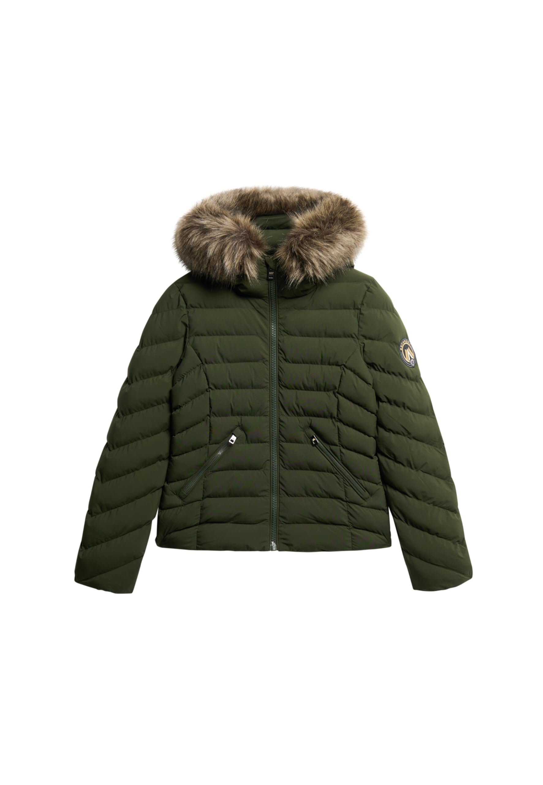 Superdry Women's Vert Hooded Puffer Jacket With Faux Fur Fuji