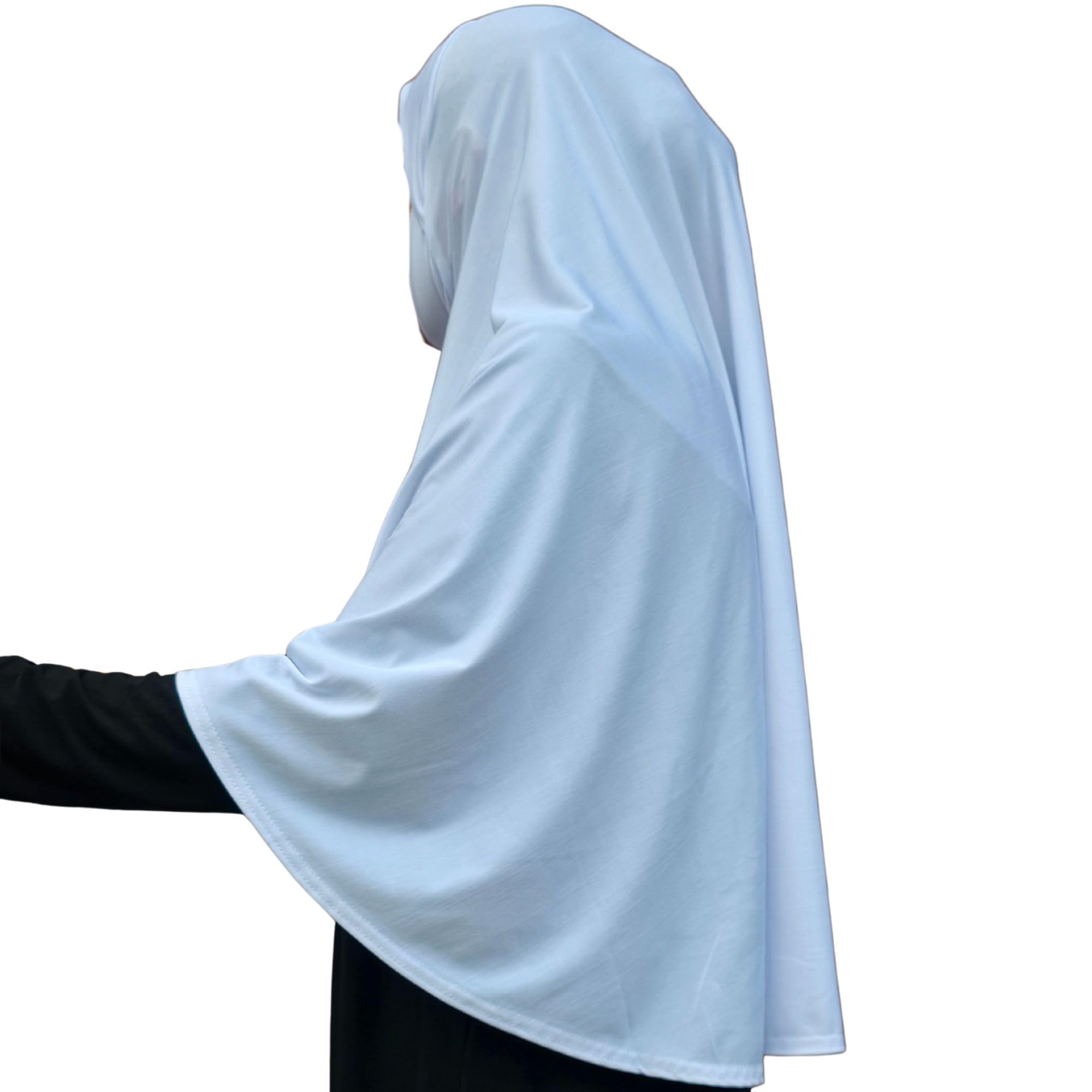 Women´s XL one piece instant Hijab with chin cover al Amira Instant Hijab Ready to Wear Soft Head Wrap Muslim Head Scarf Pull on Headwear (Plain White)