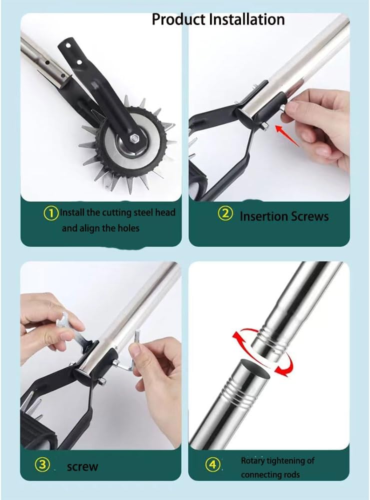 Manual Lawn Edger,Sidewalk Edger for Yard Landscaping Strong 4 Sections Stainless Steel Handle with Cushion Grip, 67 Inches，53Inches，39Inches Three Ways to use