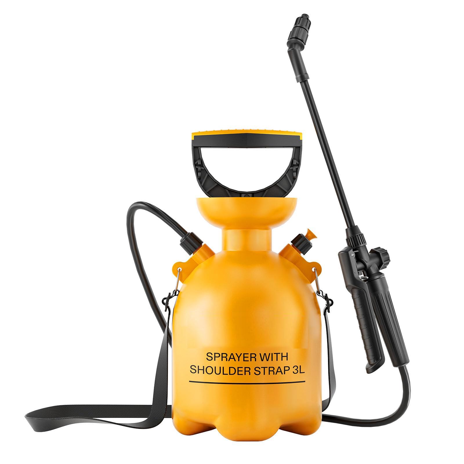 Pump Pressure Sprayer 0.8Gal/3L, Portable Pressurized Water Spray Bottle with Adjustable Shoulder Strap, Adjustable Nozzle, Safety Valve & Additional Seals, Ideal for Watering, Fertilizing, Cleaning
