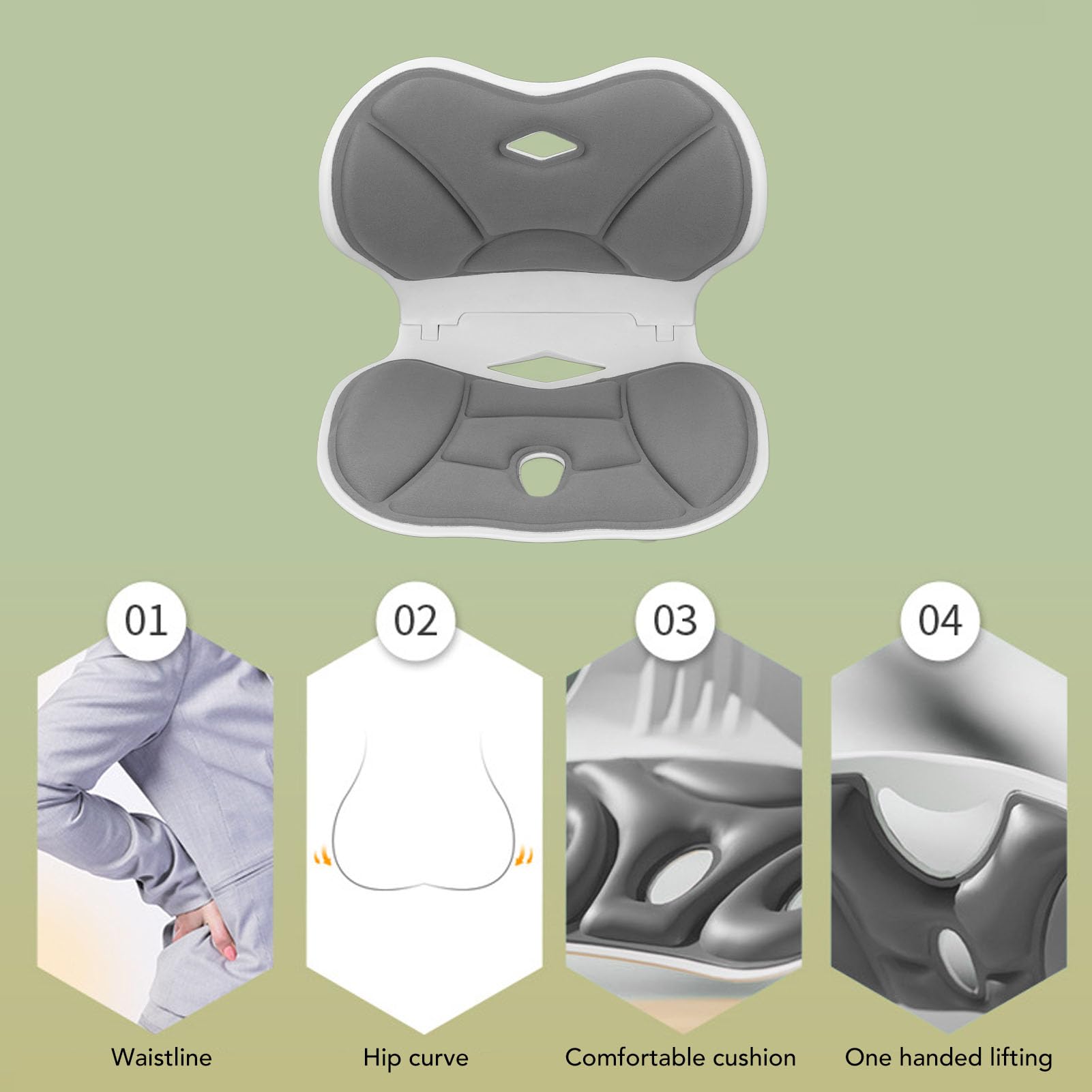 Supporto per la Schiena della Sedia Correttore Posturale, Cuscino di Supporto Lombare Ergonomico per Sedia Posturale, Cuscino per lo Schienale Pieghevole in Cotone Traspirante, Ideale per