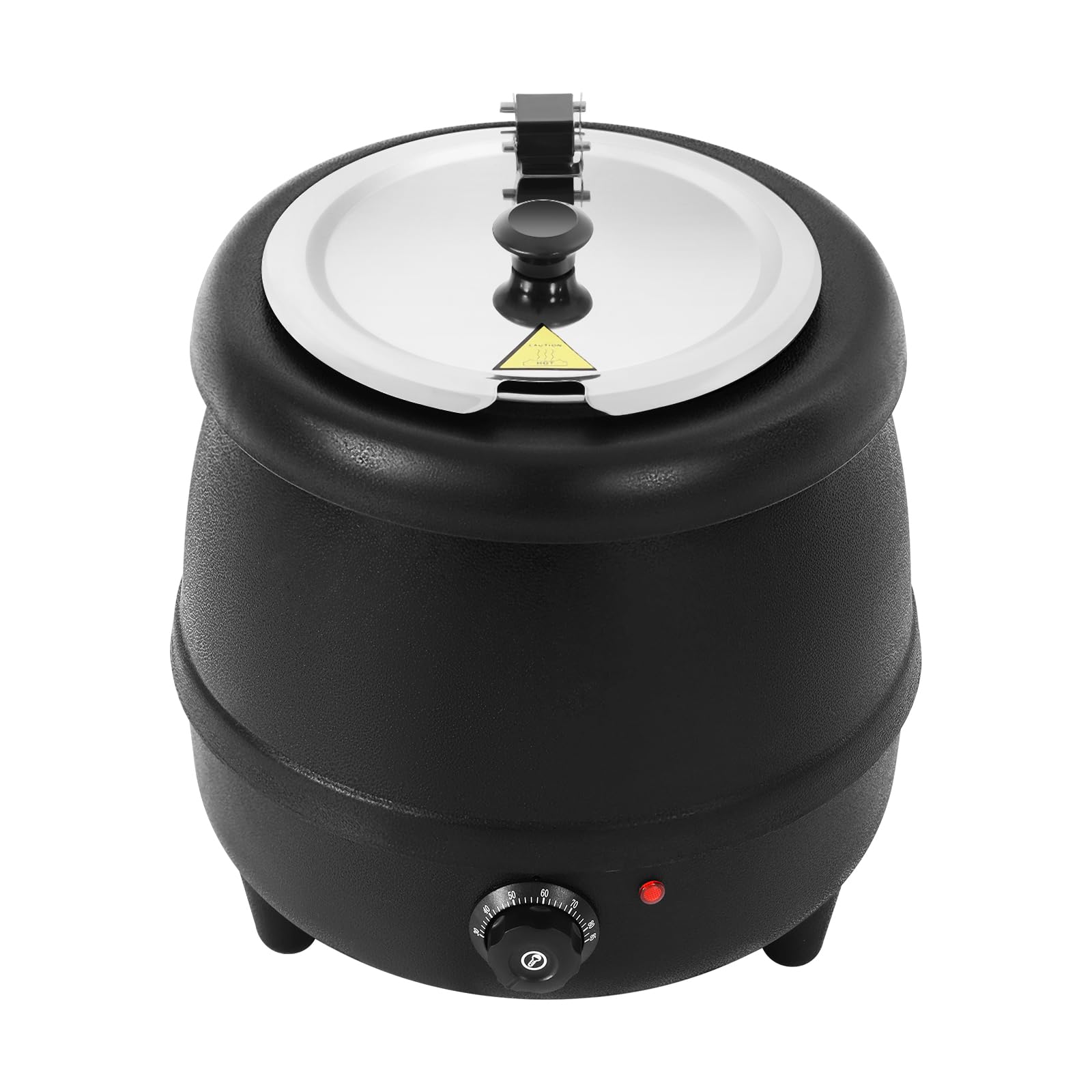 Jiabailie 10.5QT/10L Commercial Electric Soup Warmer,400W Soup Kettle, Stainless Steel Hinged Lid and Detachable Insert Pot, Ideal for Restaurants, Catering,Family Gathering Black