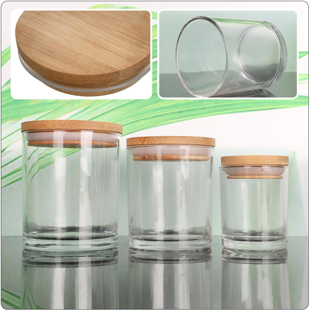 NUOBESTY Empty Glass Candle Jars Practical to Use 5 Sets with Lids with Elegant and Unique Attractive Bottle Design for Candle Making, Aromatherapy, and Parties