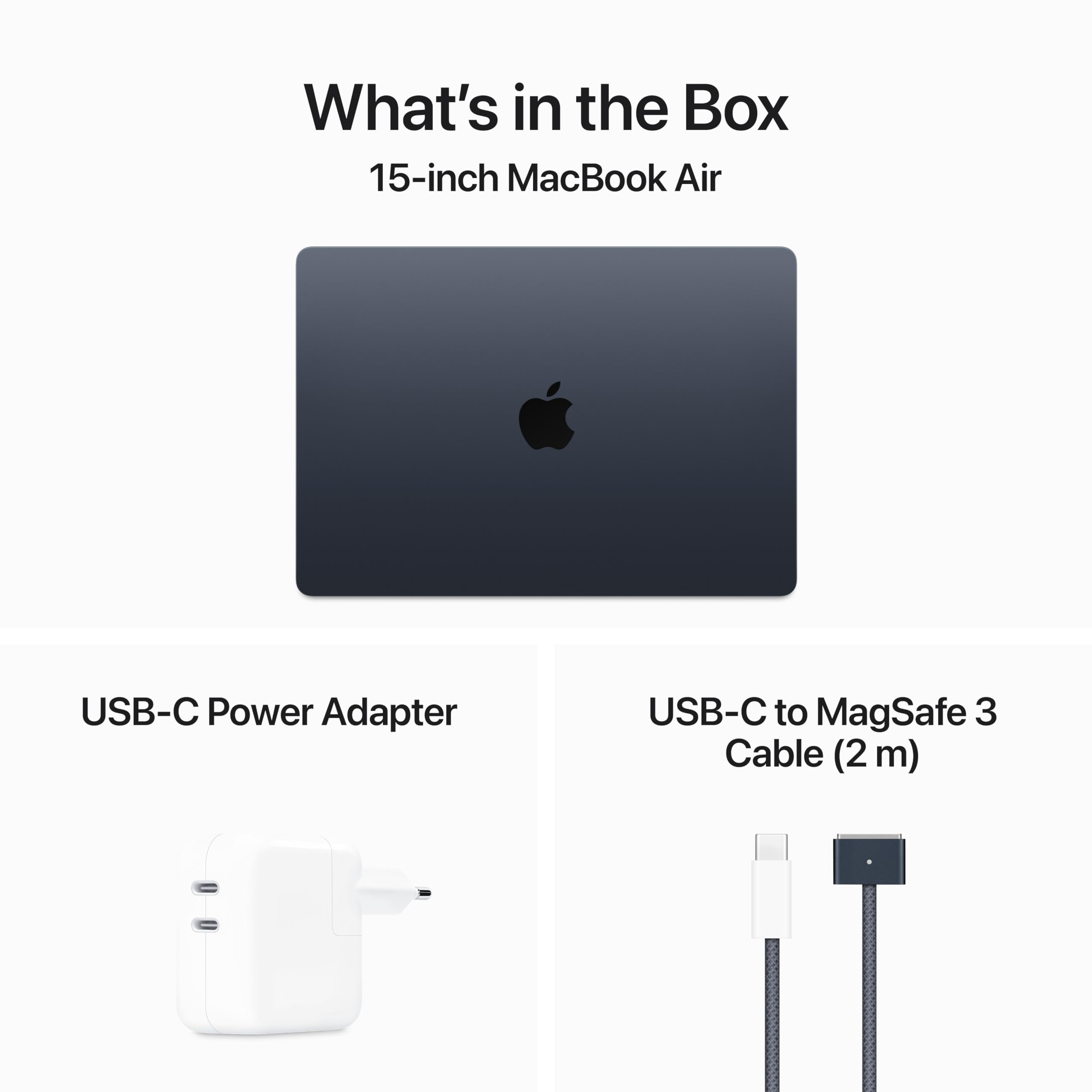 Apple 2024 MacBook Air (de 15 polegadas, Processador M3 da Apple com CPU 8‑Core e GPU 10‑Core, 8GB Memória unificada, 512 GB) - Meia-noite
