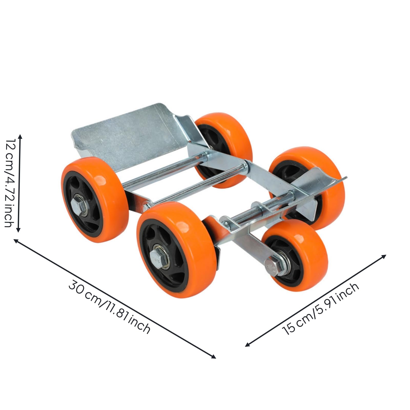 Supporto Traino con Struttura Rinforzata, Arancione, Ruota Larga 15 Cm, Specifico Per Tricicli Elettrici