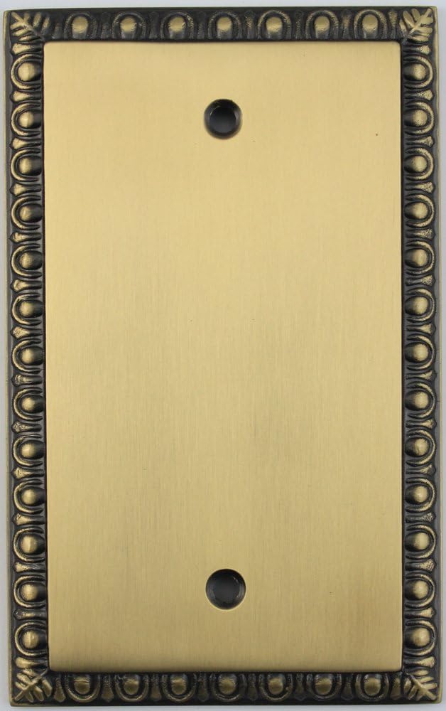 Egg & Dart Antique Brass 1 Gang Blank Wall Plate