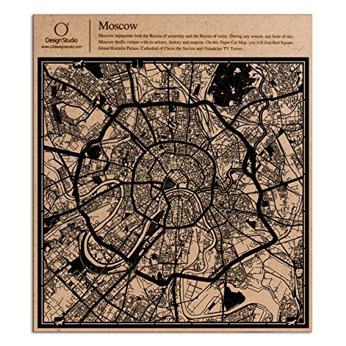 O3 Design Studio Paper Cut Map Moscow Black 12×12 inches Paper Art