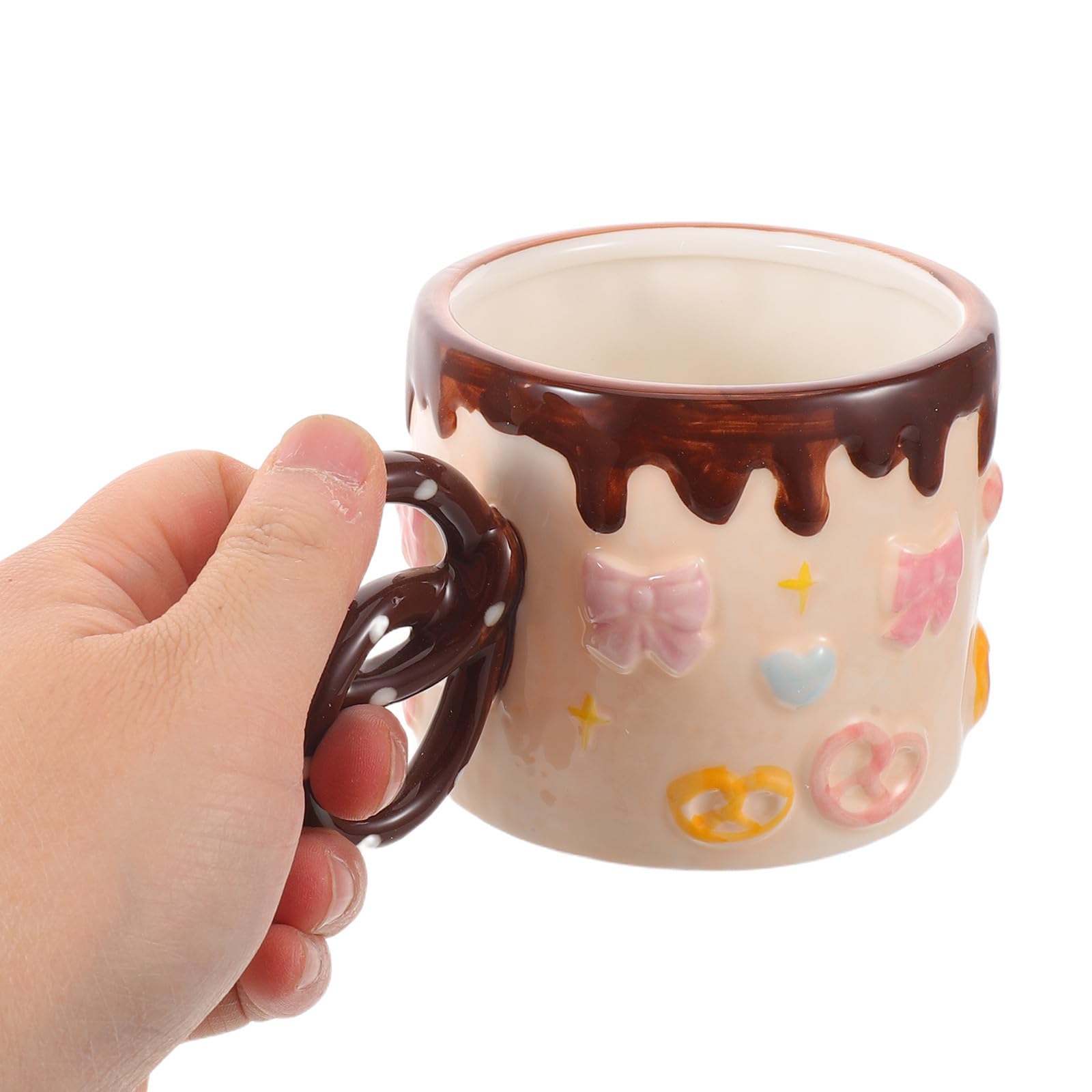 Niedliche mit Schleife 400ml Keramikbecher mit Deckel und Geprägtem