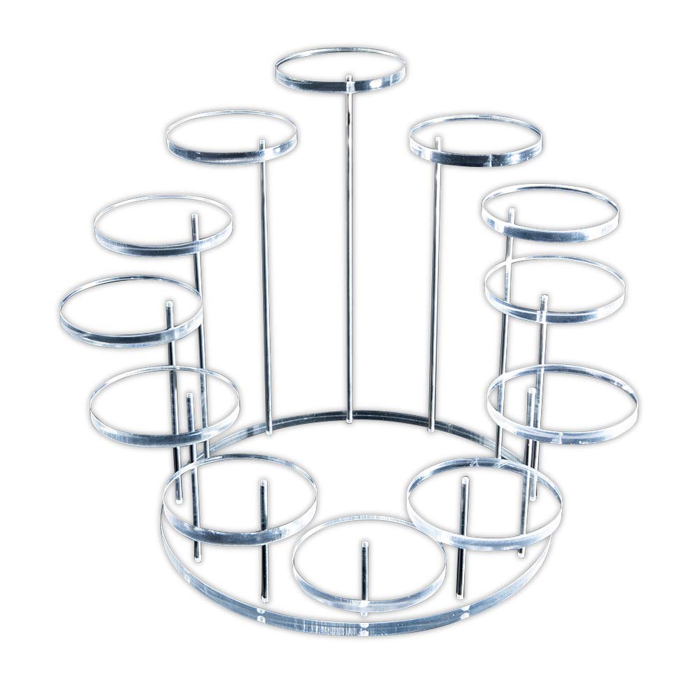 12PCS Clear Acrylic Ring Display Riser, Jewelry Watch Display Pedestal Riser Stands, Display Shelves for Mini Figurines