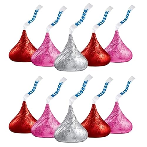 Hershey - Besos de San Valentín a granel envueltos individualmente en papel de aluminio rojo rosa y blanco ideal para regalos de San Valentín