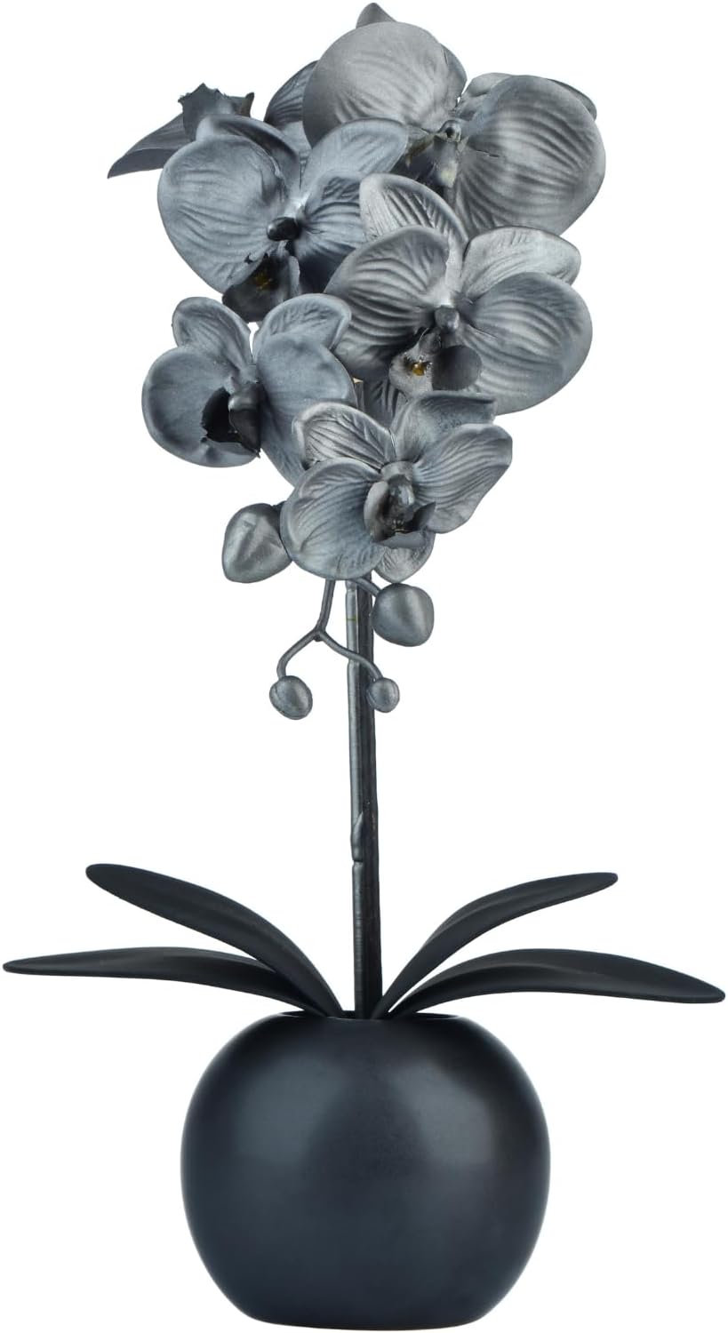 Hisow Black Artificial Flowers 14.3" Faux Orchid in Black