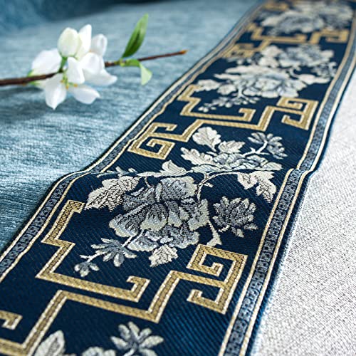 Dreamingo Sofa Covers For 3 Cushion Couch Solid Thickened Chenille Couch Cover Multi-Use Furniture Protector Cover For Dogs Cats Luxury Floral Jacquard Edge Universal Sofa Cover Blanket (Large, Blue) #TOP6