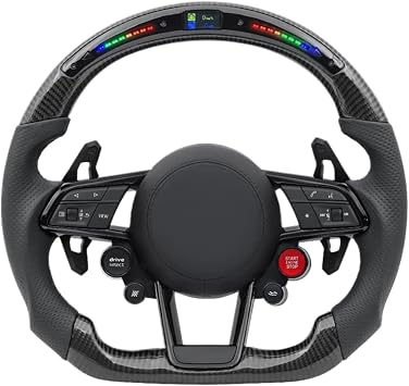 LED Style Car Steering Wheel For Audi A3 A4 A5 A6 A7 A8 S3 S4 S5 S6 S7 S8 Q3 Q5 Q7 Q8 SQ7 SQ8 RSQ7 RSQ8 RS3 RS4(With button style)