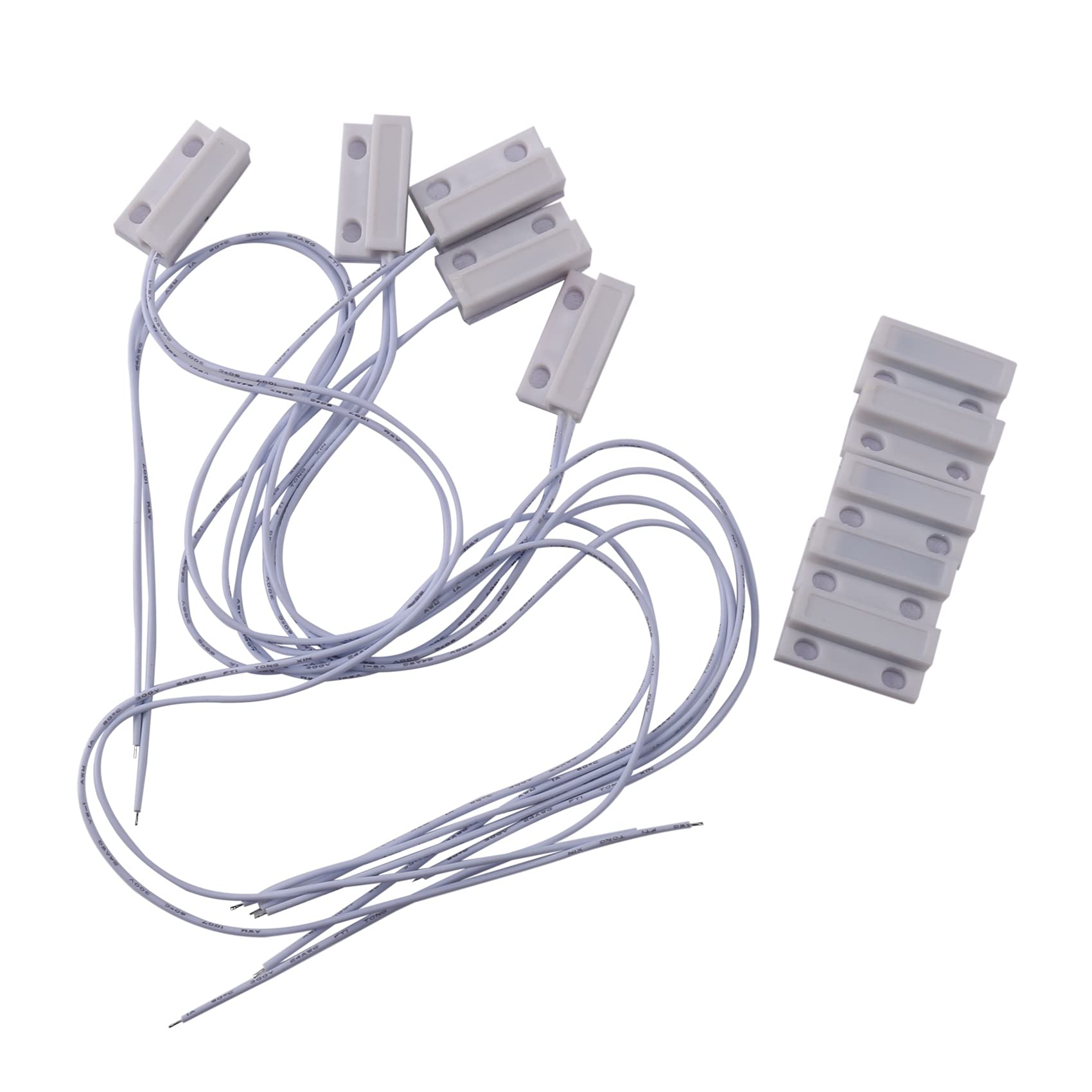 Htuteyy 5 Pcs -38 Wired Door Window Sensor Magnetic Switch For Home Alarm System,When Sensor Together,Normally Closed Nc