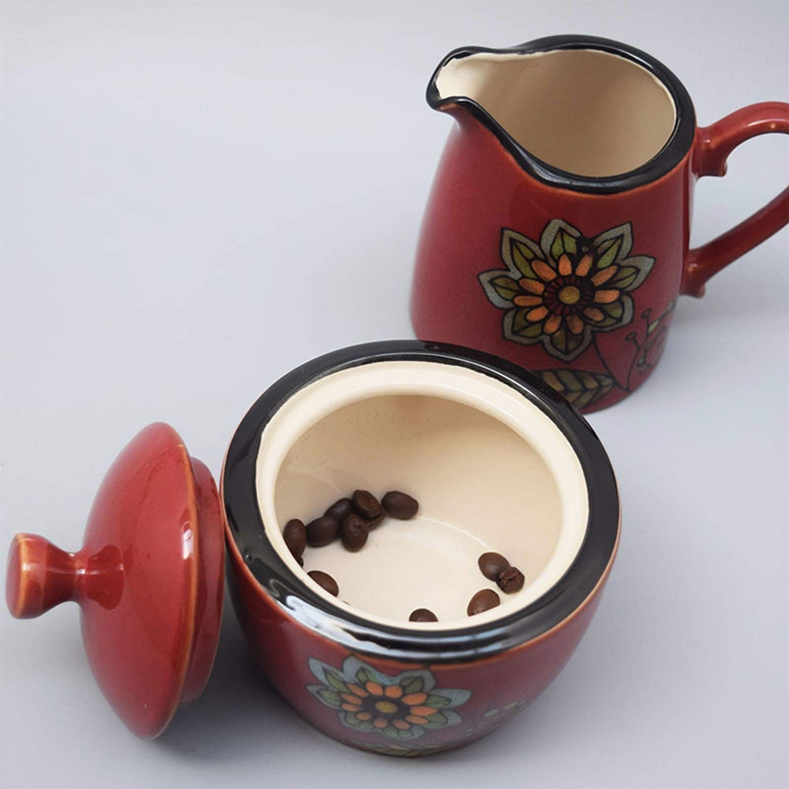 sucrier Ensemble sucrier et Bol à Lait en céramique Le sucrier à café avec Couvercle est Un Bon Partenaire pour Le café et Un Bon Choix pour Les Cadeaux à la Famille et aux Amis Po