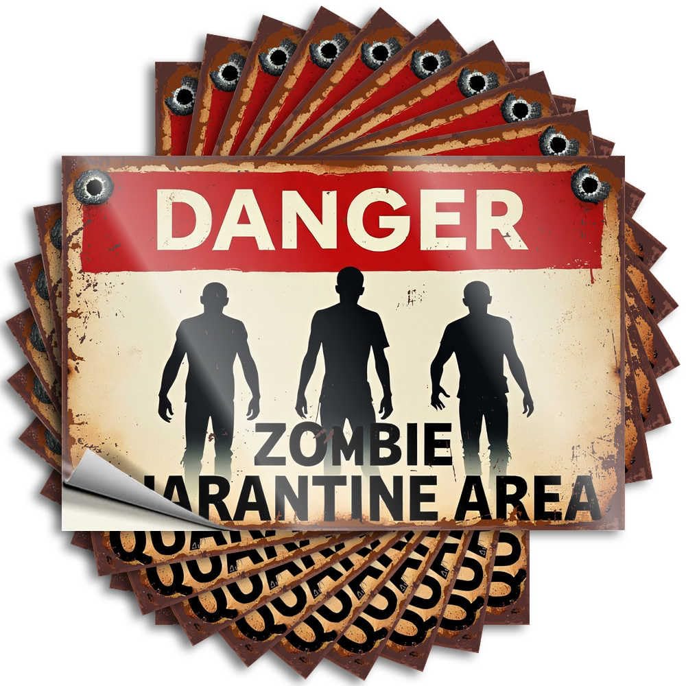 Fzfn Men's Colour Tattoos Housewarming Gift Peel And Stick - Zombie Quarantine Area: A Danger Sign Bumper Cute Waterproof Vinyl For (8X12cm)
