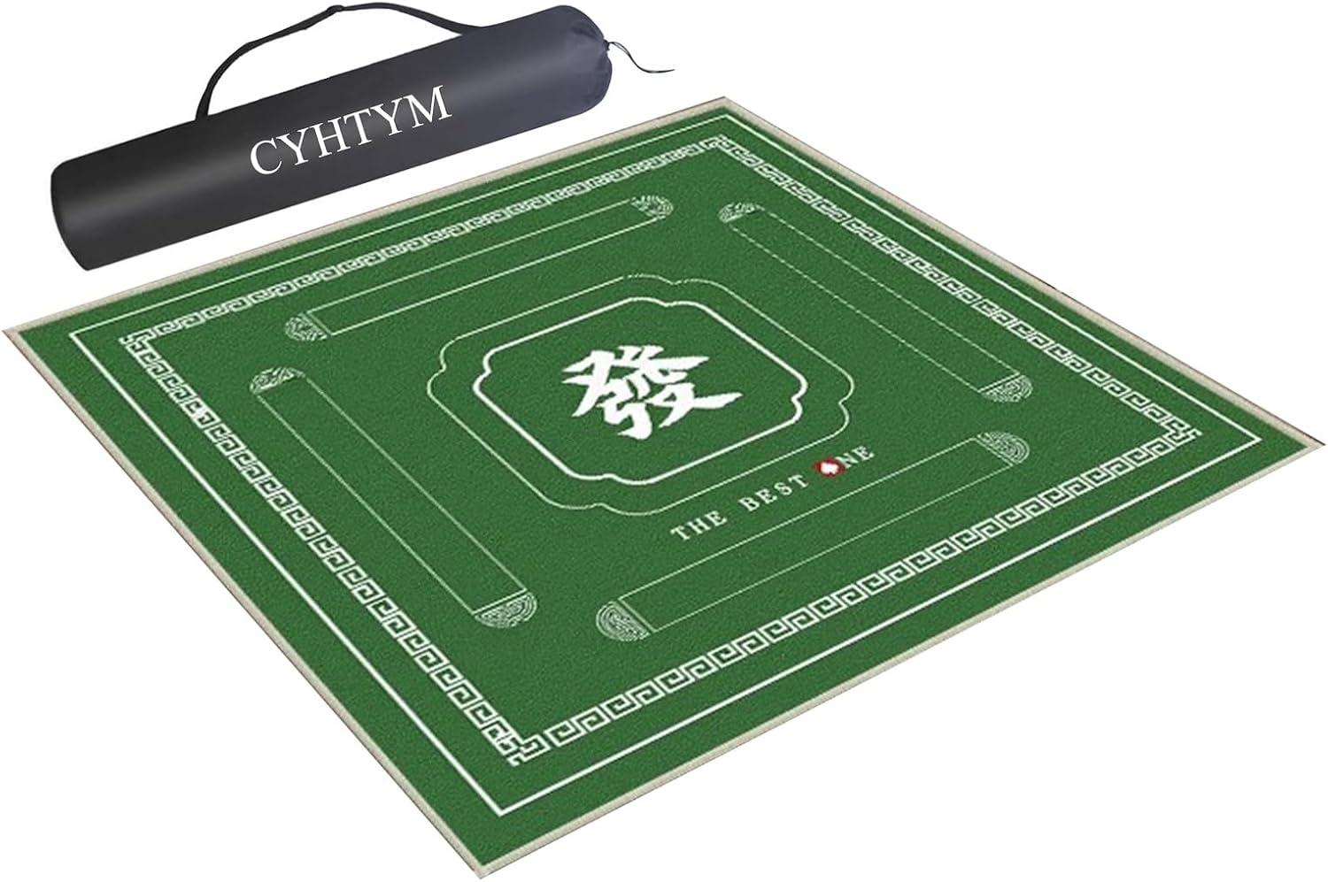 Mahjong Mat Game Table Mat with Drawstring Bag， Suitable for Tile Game Poker Game Mat(Green,100CM/39.3")