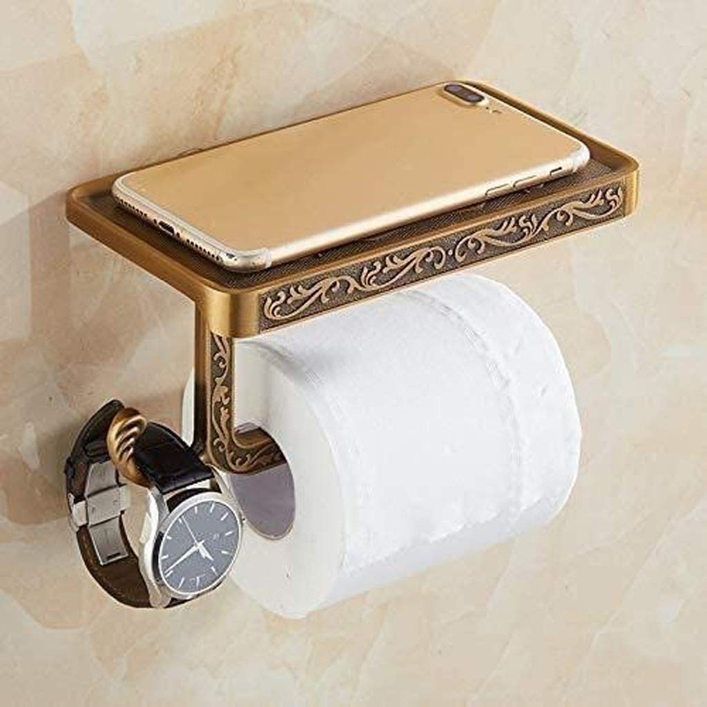 XYNSNDB Porta Carta igienica Reversibile da Bagno con ripiano per Telefono e Gancio, Stile Arredamento Vintage