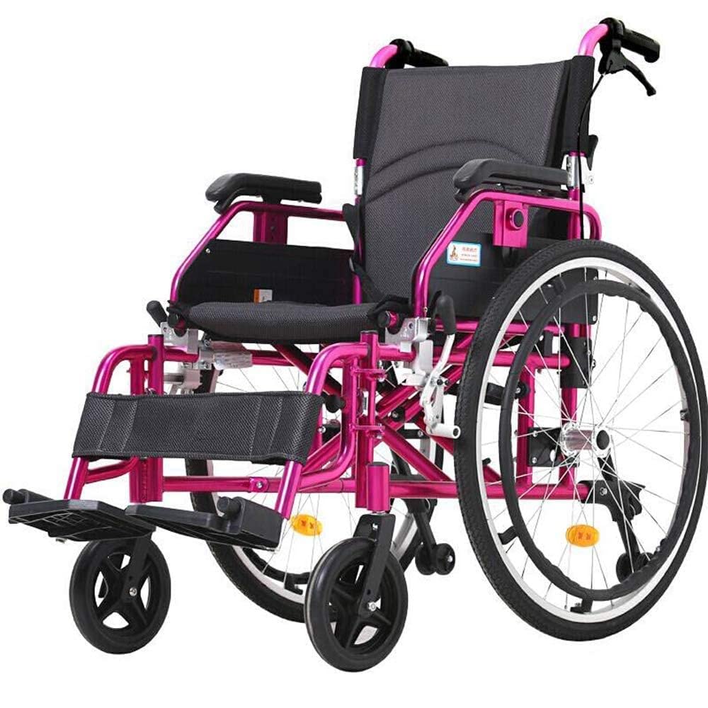 KNOXC Trolleys, Practical Sport Wheelchairs Portable Folding 3D Shock Absorption Wheelchair Manual Suitable for the Elderly, Disabled, Rehabilitation Patients Lightweight Folding Wheelchair Car Alumin