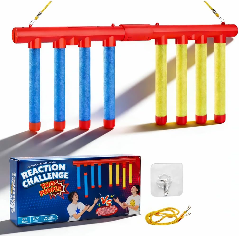 Reflex Sticks Falling Game, 2026 Reflex Drop Sticks Challenge Toy, Hand-Eye Coordination & Reaction Training Game with 3 Speed Modes for Adults (Blue & Red)