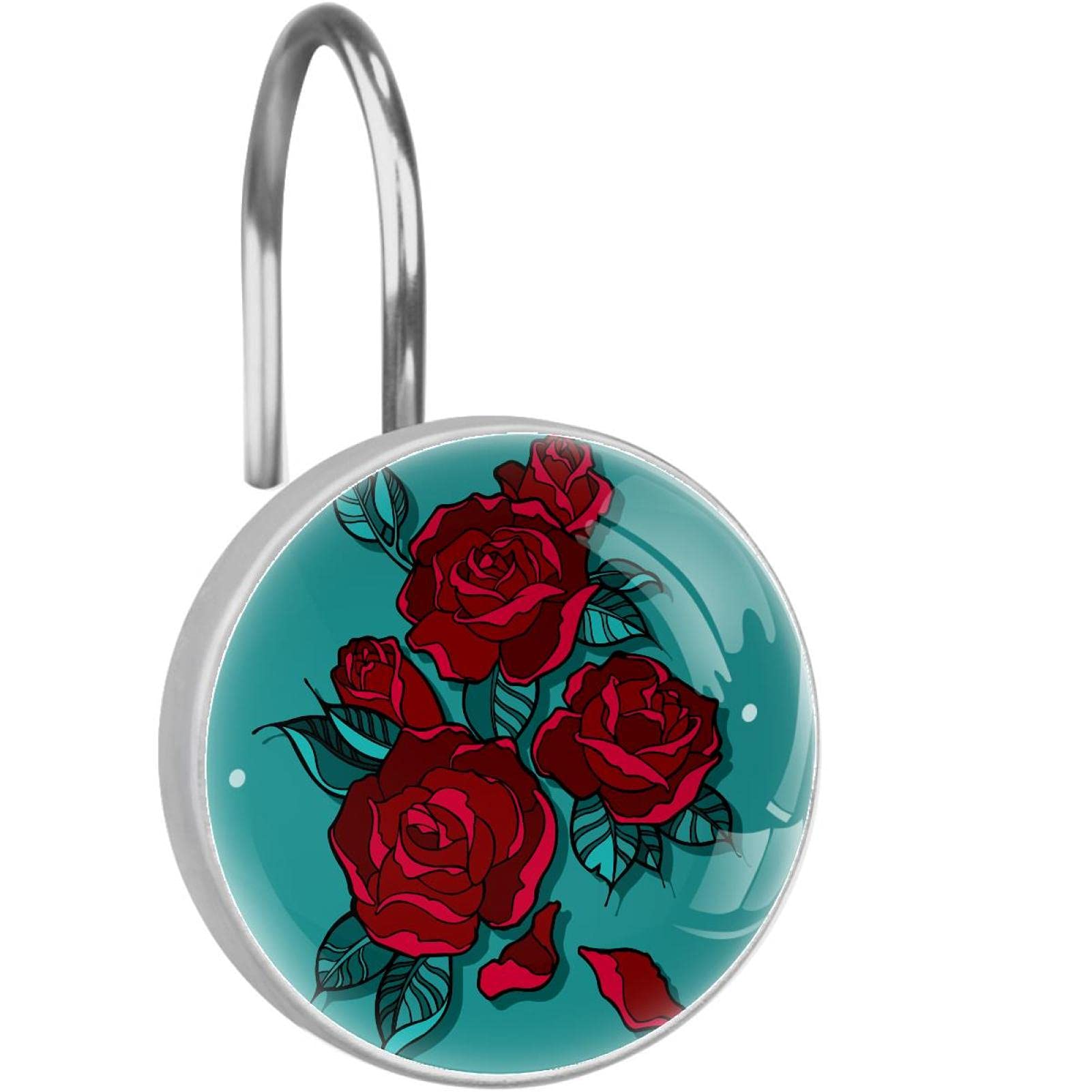 Crochets pour rideau de douche décoratifs en acier inox roses