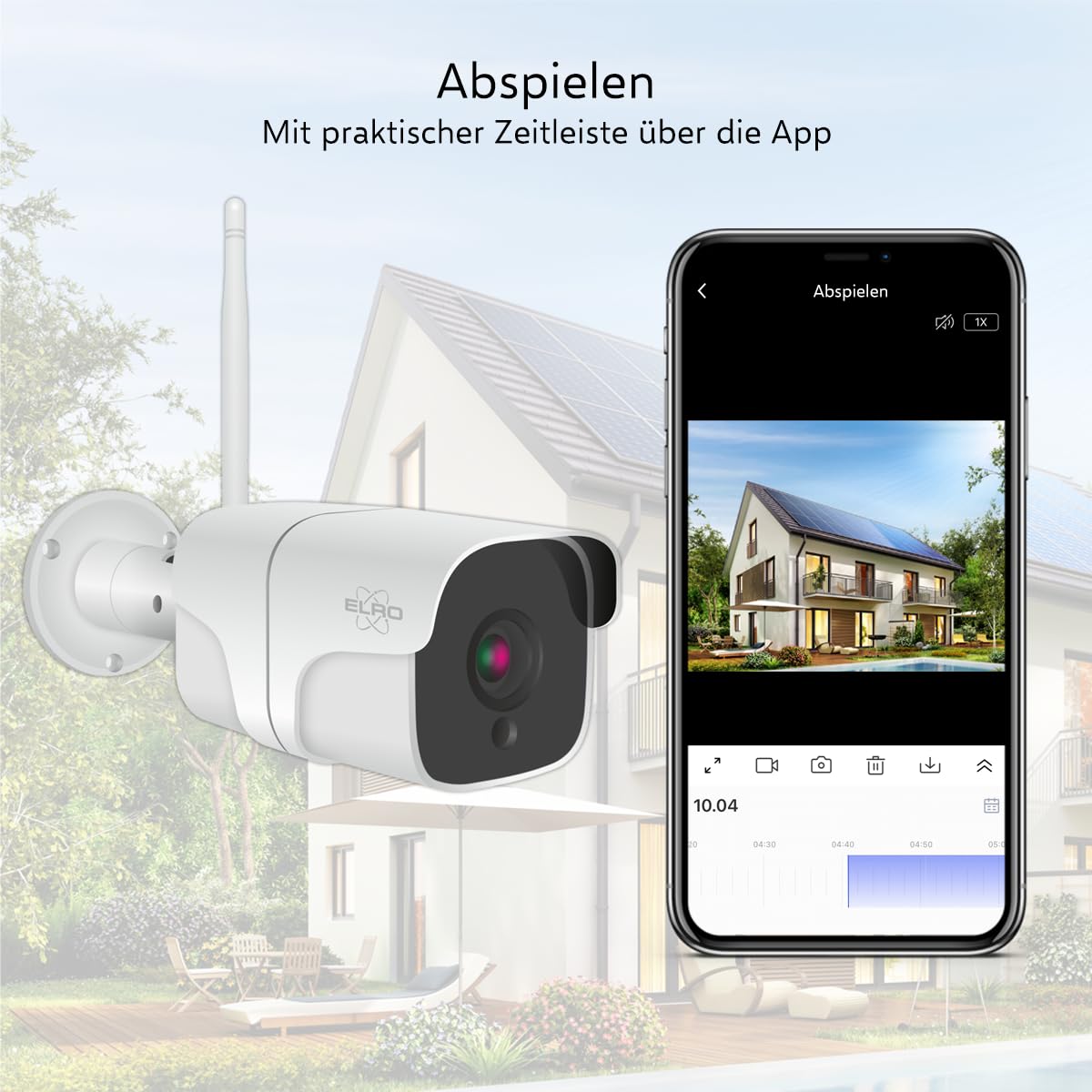 ELRO CO7000 WiFi IP kamera bezpieczeństwa Full HD 1080p, do użytku na zewnątrz, wykrywanie ruchu, widoczność w nocy, wodoszczelność IP66